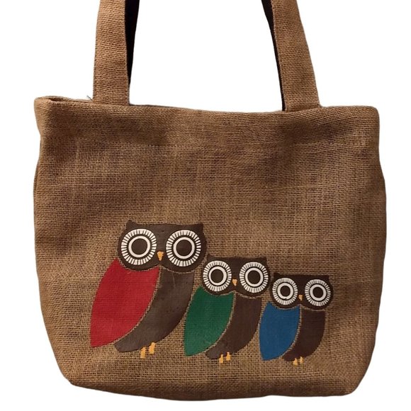 Freeset/Joyya Handbags - Freeset Owl Print Burlap Tote